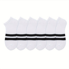 6 Pairs Striped Sports Socks Low Cut Women's Stockings