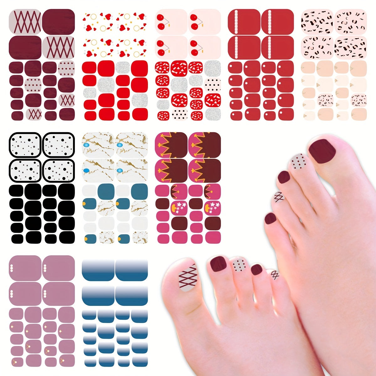 Glitter Summer Toe Nail Sticker Full Cover Art Decal Women Girls
