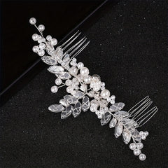 Faux Pearl Hair Comb Headdress Rhinestone Bridal Hairpin Ornaments