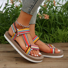 Colorful Stripes Women's Flat Sports Sandals Non-slip Outdoor Sandals