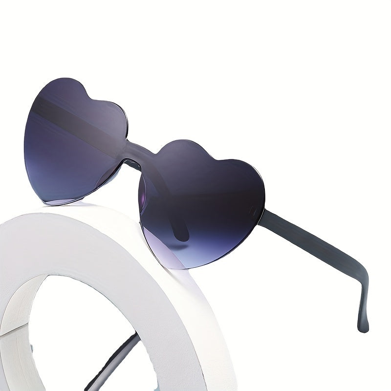 Rimless Heart Sunglasses UV400 for Summer Beach Party
