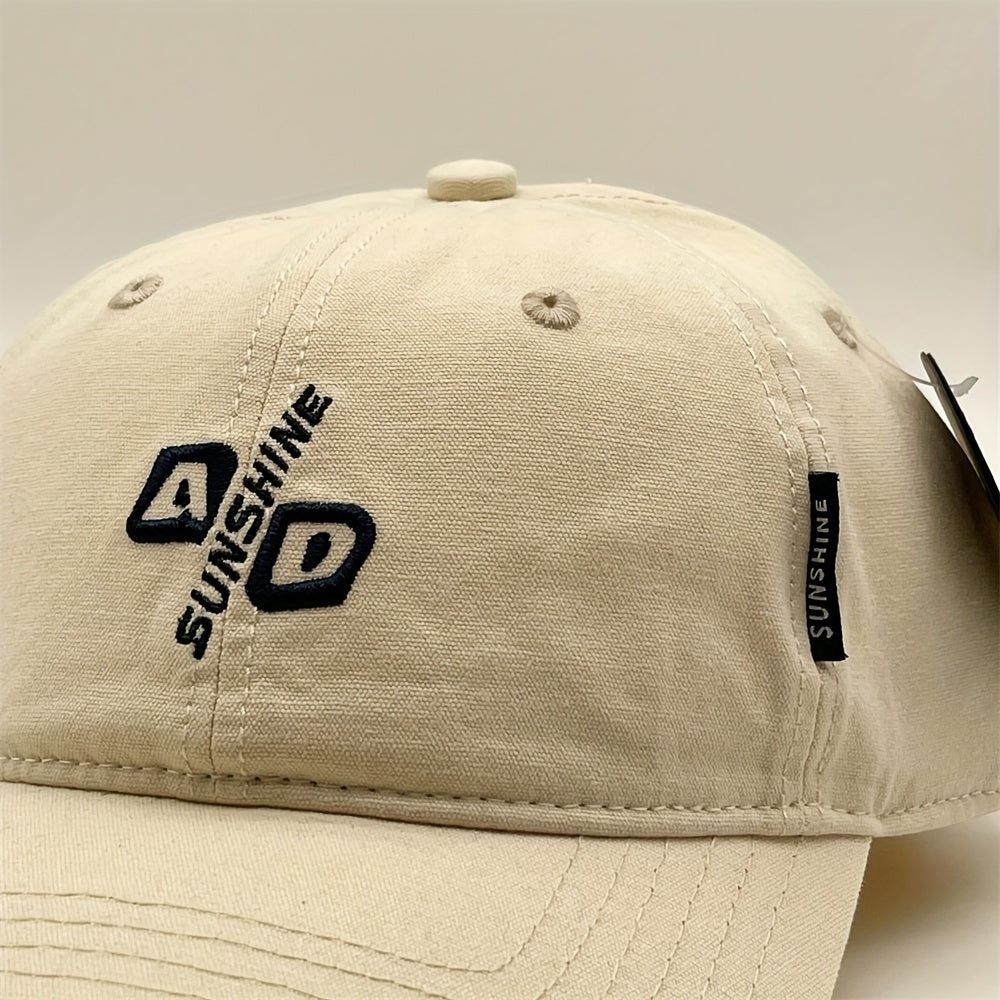 Sunshine Embroidery Baseball Cap Solid Cotton Adjustable Dad Hats