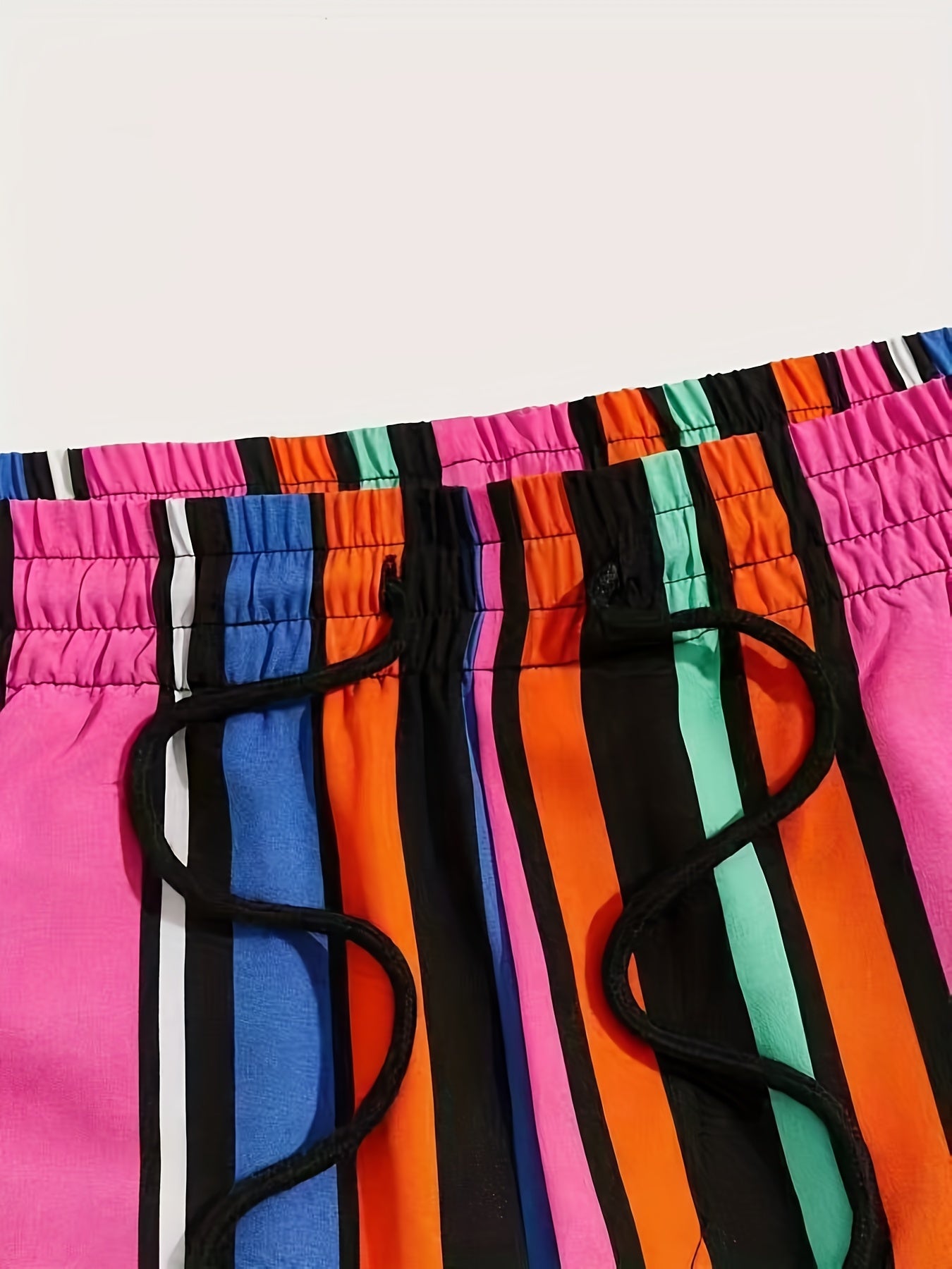 Vertical Stripe Men's Summer Drawstring Casual Loose Shorts