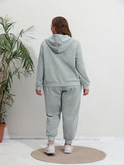 Solid Hooded Sweatshirt & Jogger Sweatpants Set