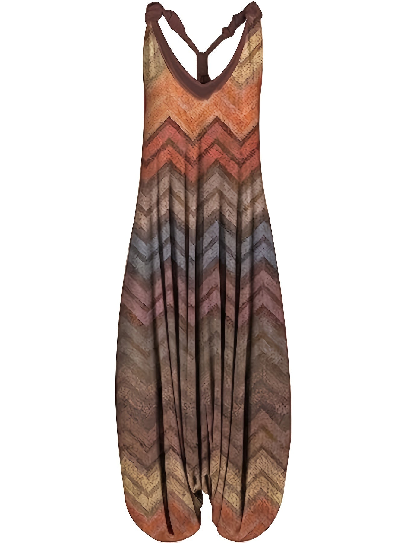 Print V Neck Harem Jumpsuit Spaghetti Strap Casual Summer Women's Clothing