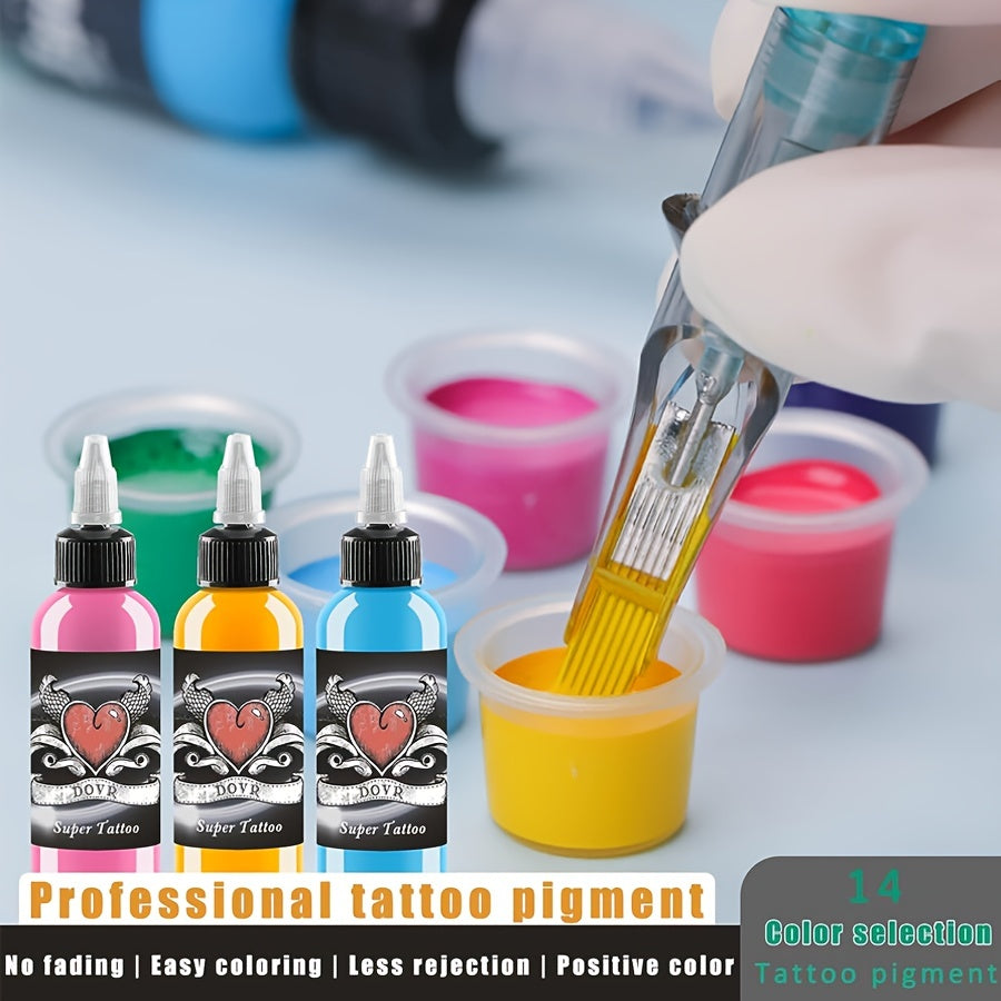 14pcs Tattoo Ink Set Professional Pigment Long Lasting Tattoo Supplies