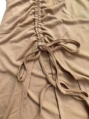 Ruched Drawstring Side Split Bodycon Skirt for Women