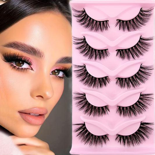 5 Pairs Cat Eye Faux Mink Eyelashes Fluffy Volume Strip False Lashes