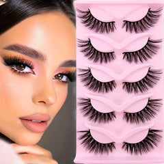 5 Pairs Cat Eye Faux Mink Eyelashes Fluffy Volume Strip False Lashes