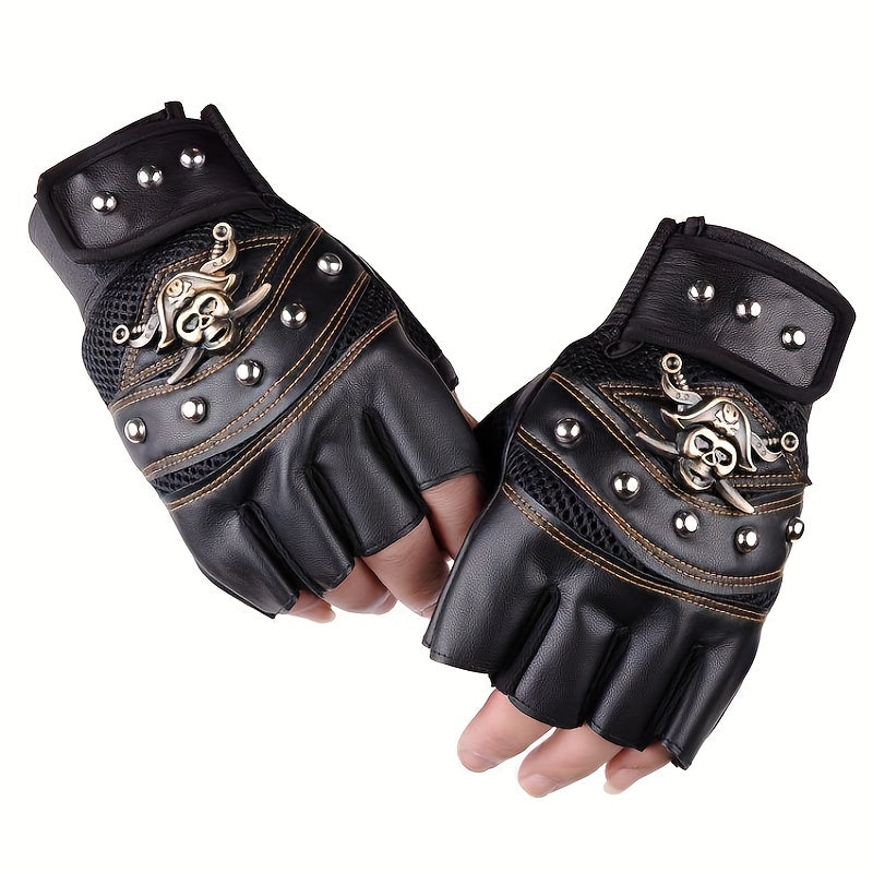 Half Finger Pirate Skull Outdoor Mountaineering Gloves
