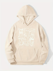 Cartoon Animals Print Hoodie for Men