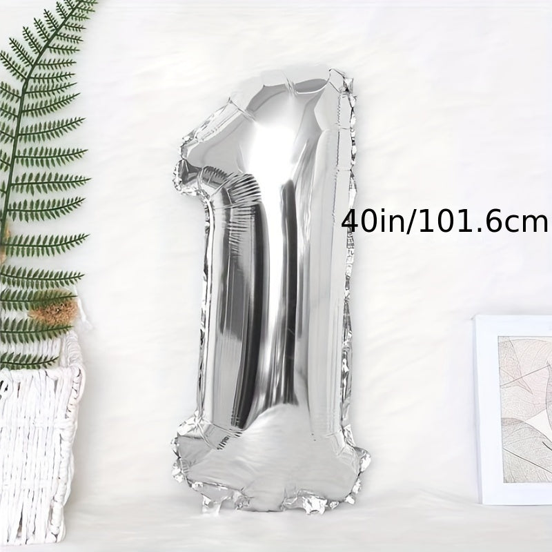 40 inch Silver 0-9 Number Party Balloons Set, Birthday Decoration