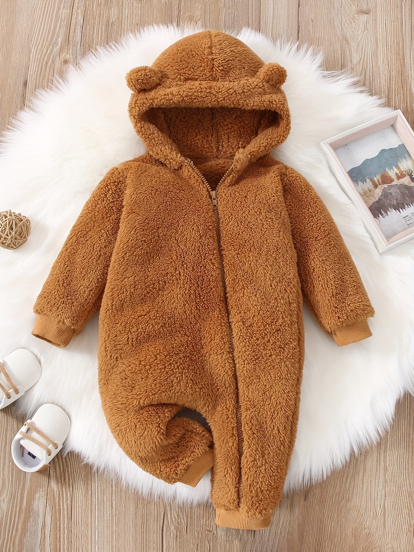 Baby Bear Hooded Jumpsuit Onesie Romper for Fall Winter