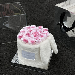 Eternal Rose Flower Gift Set with Rabbit Ears and High-end Ribbon