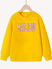 Girls Letter Sweatshirt Round Neck Top Pullovers