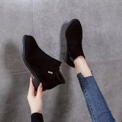 Women's Chunky Heeled Side Zip Ankle Boots