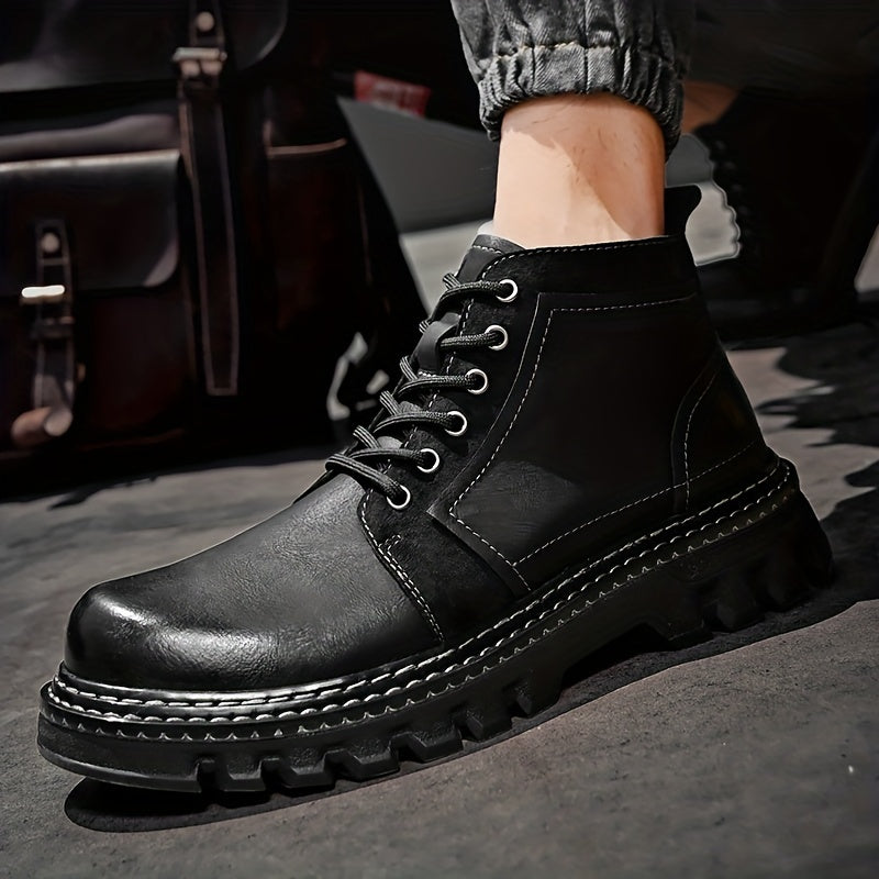 Men's Vintage Style Service Boots Casual Lace up Walking Shoes