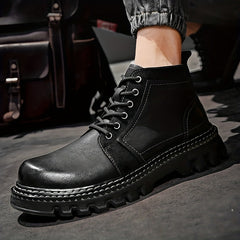 Men's Vintage Style Service Boots Casual Lace up Walking Shoes