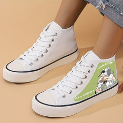 Kitty Graphic Canvas High Top Sneakers for Women