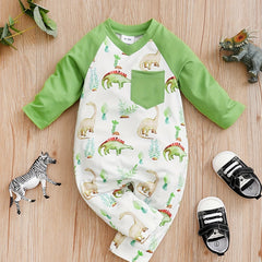 Dinosaur Print Long Sleeve Baby Bodysuit