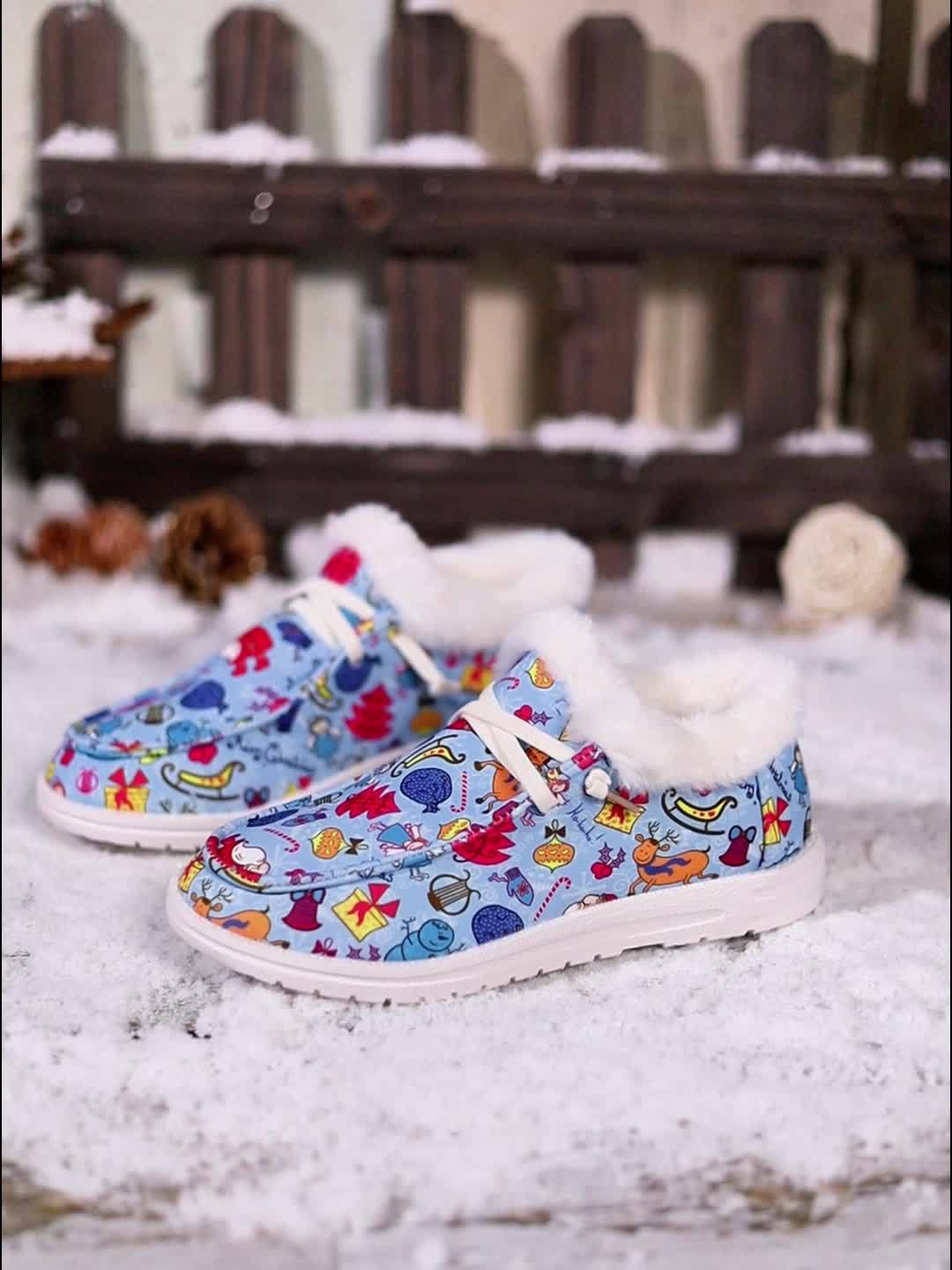 Women's Christmas Snow Boots with Santa Claus Designs