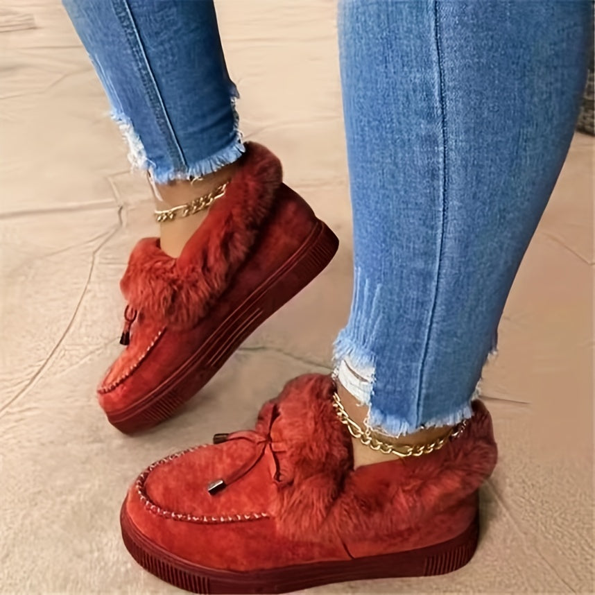 Women's Leopard Print Snow Shoes Thickened Winter Ankle Shoes