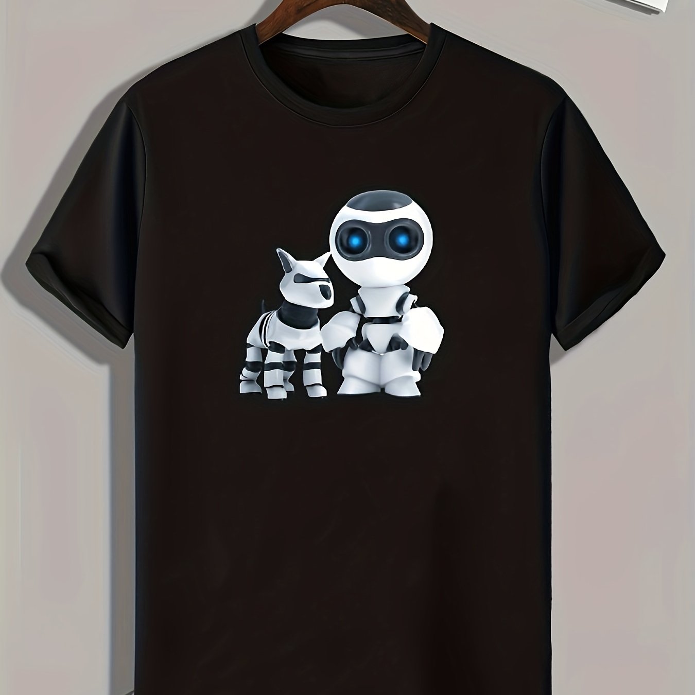Men's Robot Print Graphic T-shirt for Summer
