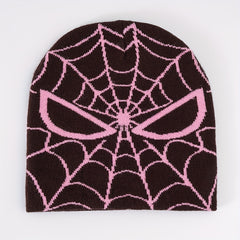 Y2K Spider Web Jacquard Beanie Gothic Knit Skull Cap Hip Hop Halloween