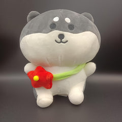 2pcs Husky Shiba Inu Plush Toy Chubby Puppy Doll with Yellow Bone Soft Fabric