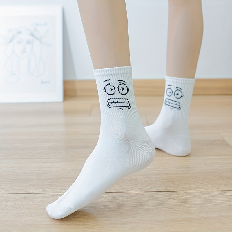Expression Print Crew & Funny Mid Tube Socks Women's Stockings