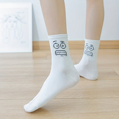 Expression Print Crew & Funny Mid Tube Socks Women's Stockings