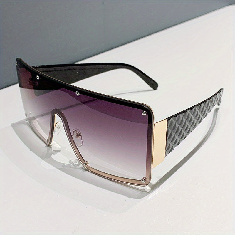 Y2K Gradient UV400 One Piece Sunglasses with Rivets