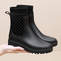 Women's Waterproof Rubber Rain Boots Medium Tube