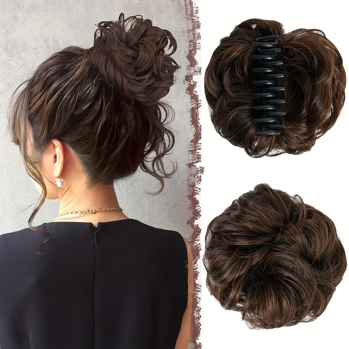 Messy Hair Bun Hair Piece Tousled Updo Hairpiece For Women Wavy Curly