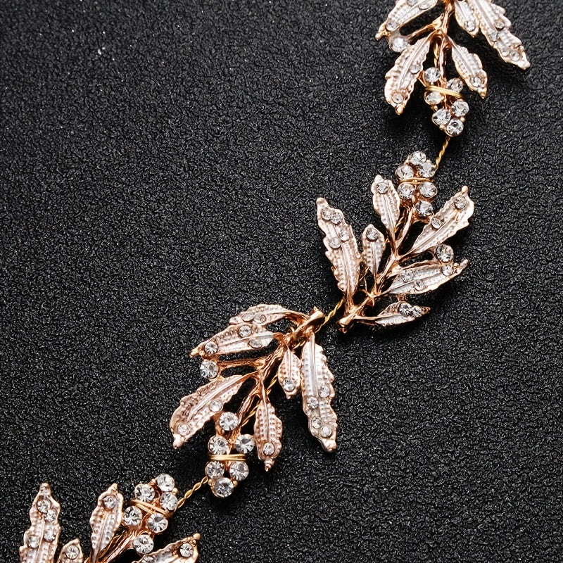 Vintage Leaf Bridal Hair Accessories Tiara Rhinestone Headband Wedding Headwear