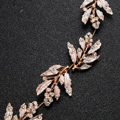Vintage Leaf Bridal Hair Accessories Tiara Rhinestone Headband Wedding Headwear