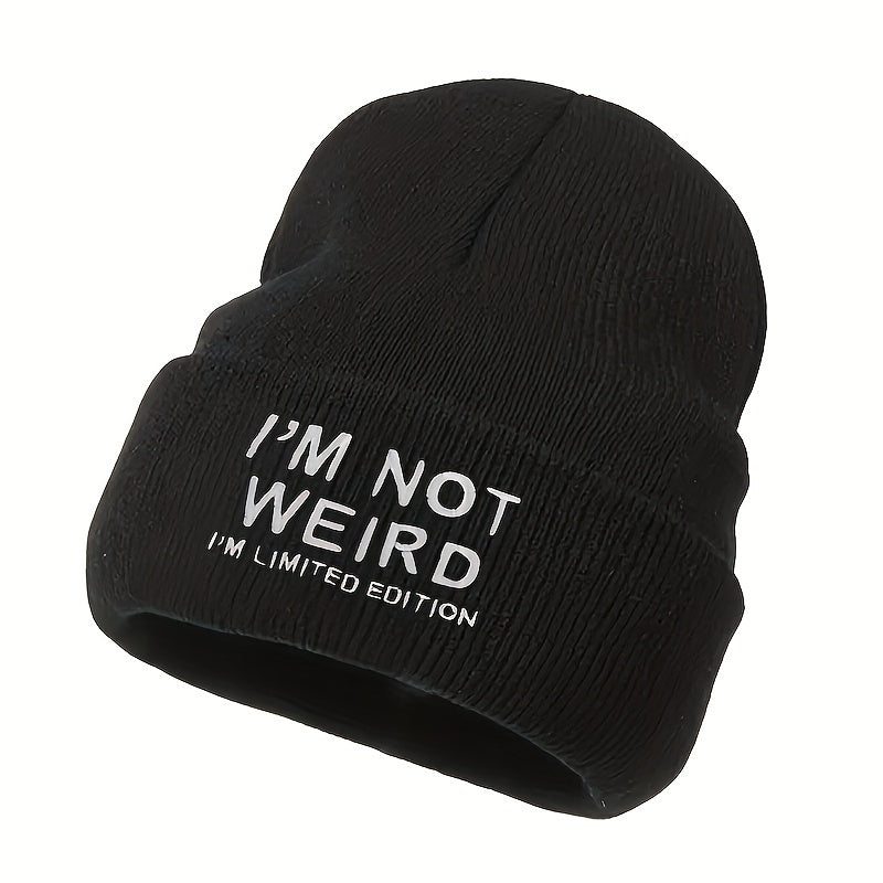 Y2K Gothic I'M NOT WEIRD Knitted Beanie Hat for Outdoor Activities