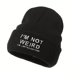 Y2K Gothic I'M NOT WEIRD Knitted Beanie Hat for Outdoor Activities