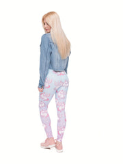 Gradient Unicorn Print Leggings High Waist Slim Long Length