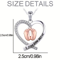 Heart shaped Baby Footprints Pendant Necklace for Girls