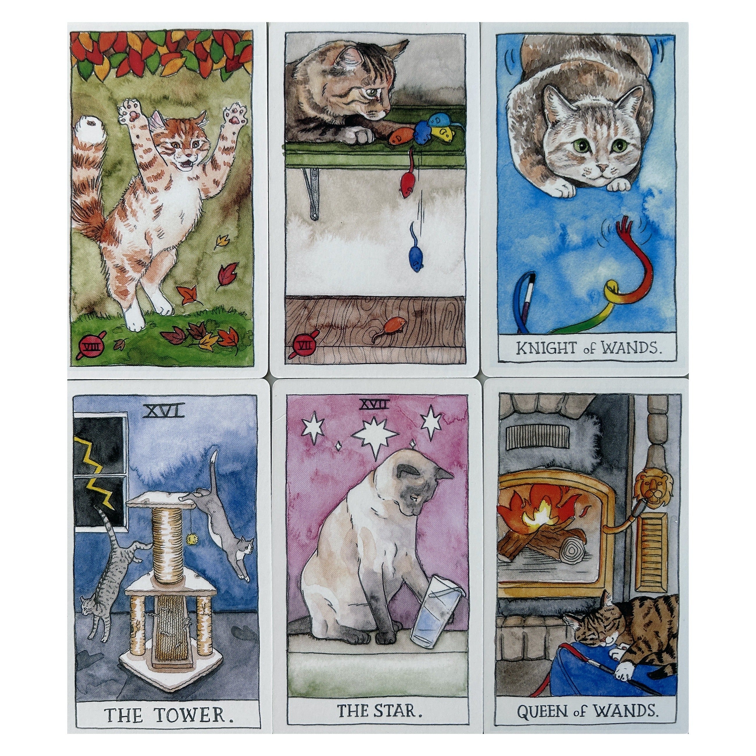 Cartoon Cat Tarot Cards Set for Beginners with Guidebook