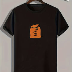 Money Bag Print Men's Graphic T shirt for Summer