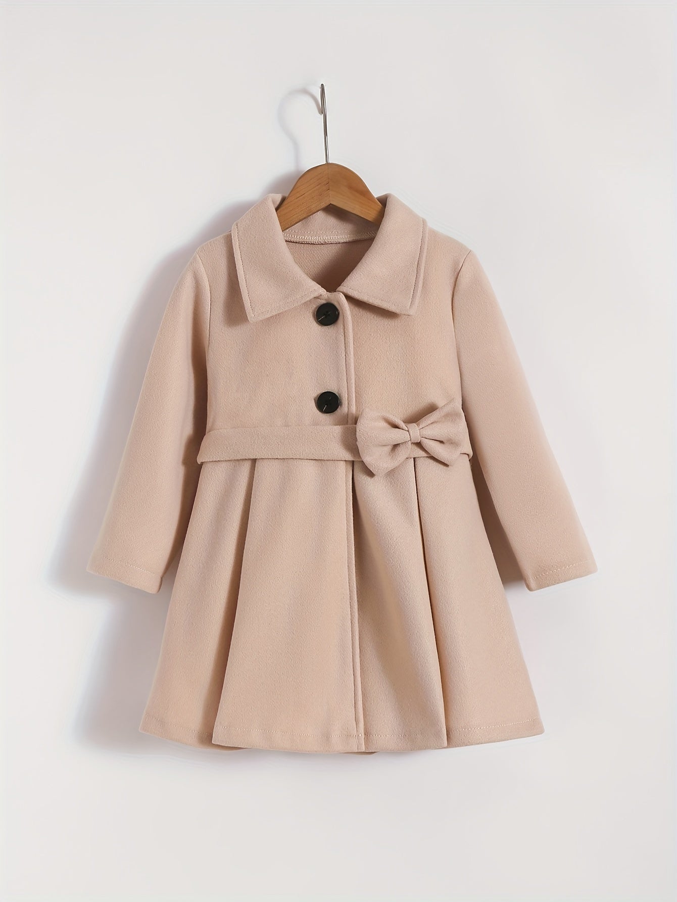 Girls' Bow Front Collar Jacket Coat For Fall Winter