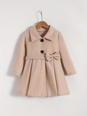 Girls' Bow Front Collar Jacket Coat For Fall Winter