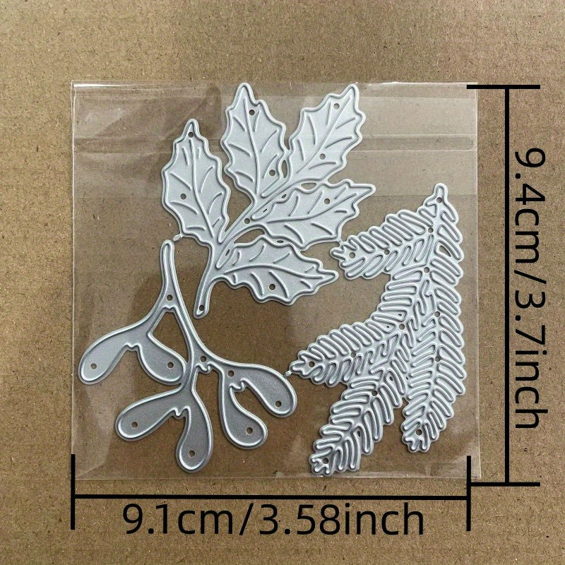 Holly Christmas Tree Branches Metal Cutting Die Scrapbook Embossed Template