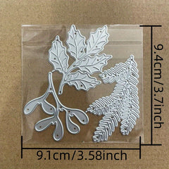 Holly Christmas Tree Branches Metal Cutting Die Scrapbook Embossed Template
