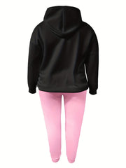Gothic Outfits Set Skull Print Hoodie & Joggers 2 Piece Set