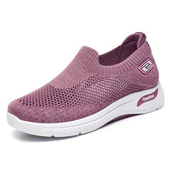 Women's Breathable Woven Sneakers Lightweight Slip On Shoes