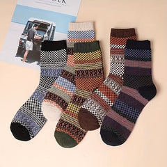 5 Pairs Outdoor Warm Soft Cotton Mid-calf Wool Socks for Autumn and Winter