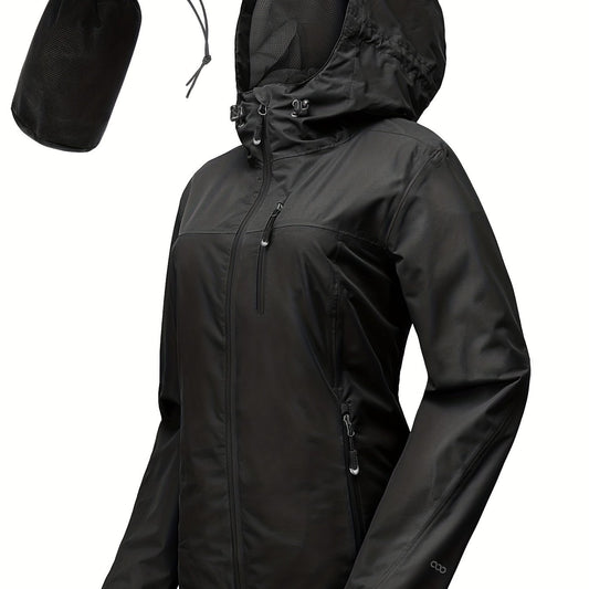 Women's Packable Rain Jacket Lightweight Waterproof Hood Ideal For Cycling